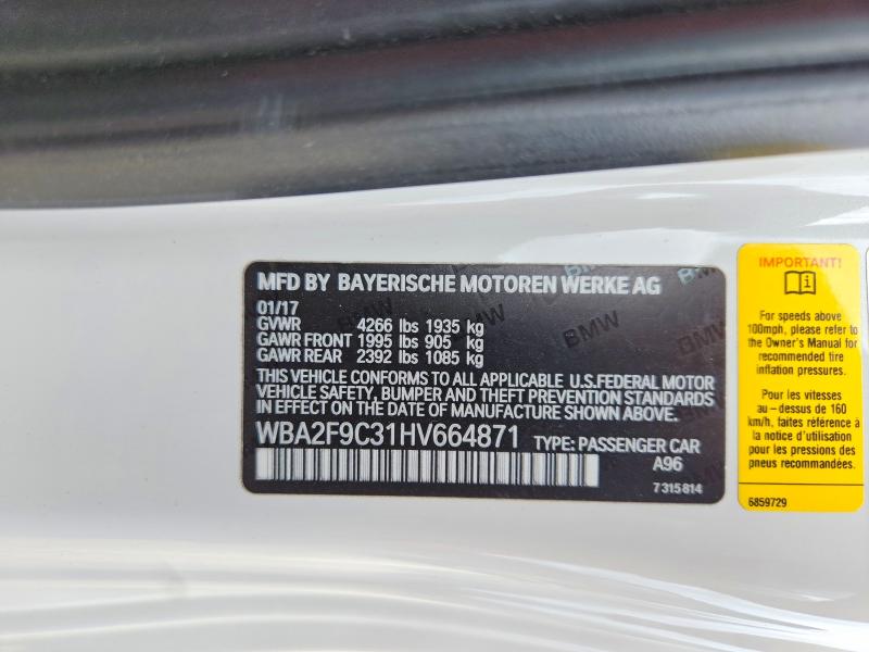 2017 Bmw 230i მანქანა იყიდება აუქციონზე, vin: WBA2F9C31HV664871, აუქციონის ნომერი: 55636856