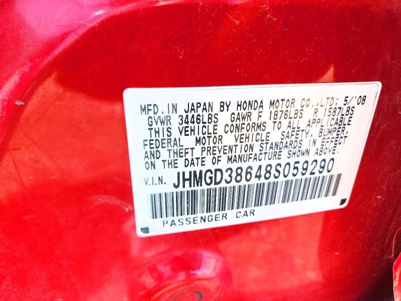Aukcja sprzedaży 2008 Honda Fit, vin: JHMGD38648S059290, numer aukcji: 52521276