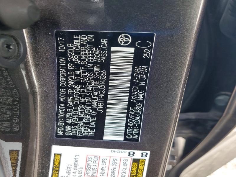 52123696 :رقم المزاد ، JTNB11HK2J3043266 vin ، 2018 Toyota Camry مزاد بيع