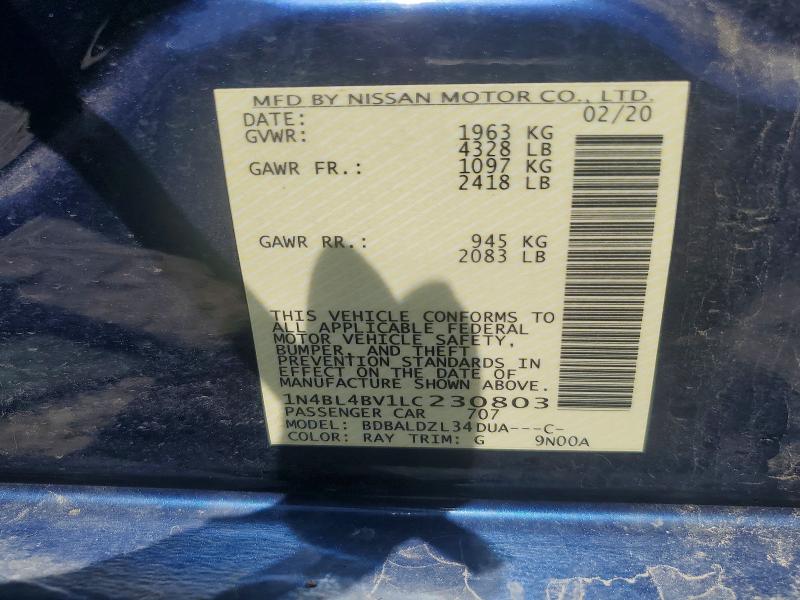54268306 :رقم المزاد ، 1N4BL4BV1LC230803 vin ، 2020 Nissan Altima مزاد بيع