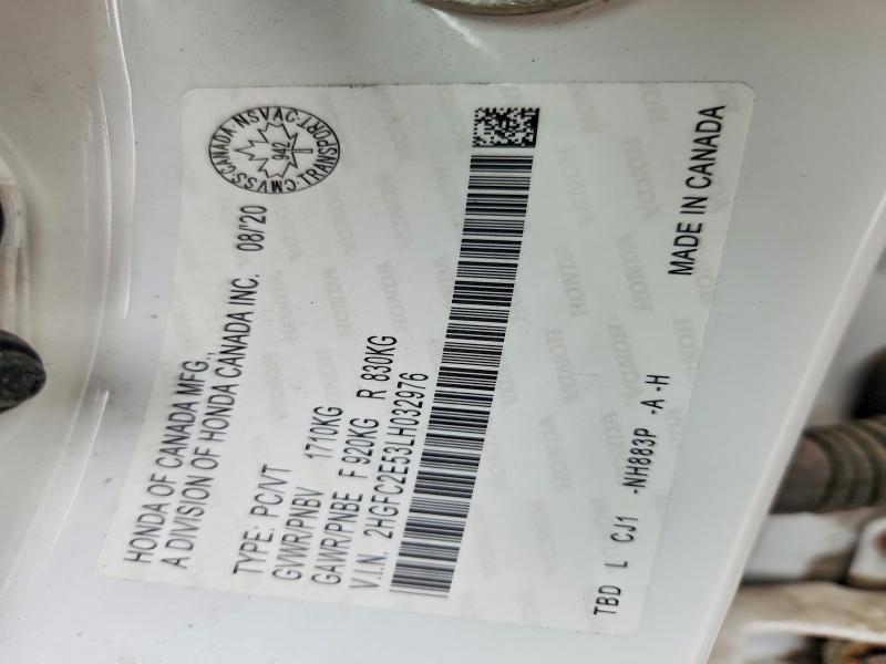 Продажа на аукционе авто 2020 Honda Civic, vin: 2HGFC2E53LH032976, номер лота: 52989686