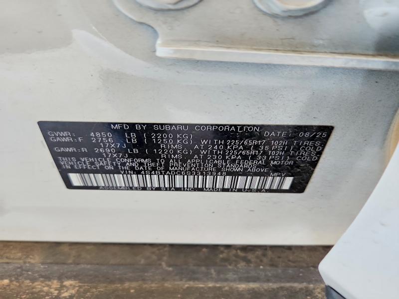Aukcja sprzedaży 2025 Subaru Outback, vin: 4S4BTADC6S3313948, numer aukcji: 51531986