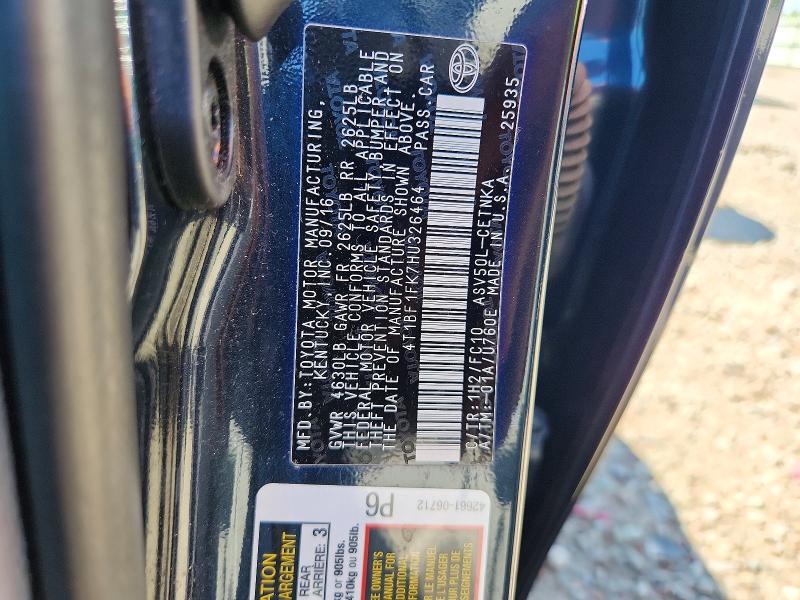 Aukcja sprzedaży 2017 Toyota Camry, vin: 4T1BF1FK7HU326464, numer aukcji: 54716626