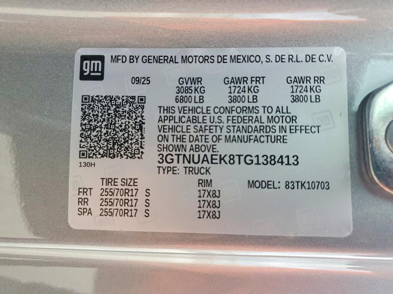 Продаж на аукціоні авто 2026 Gmc Sierra, vin: 3GTNUAEK8TG138413, номер лоту: 51526596