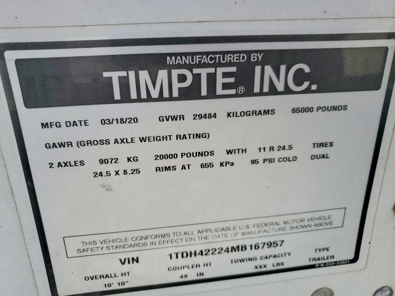 Продажа на аукционе авто 2021 Timpte Super Hopper, vin: 1TDH42224MB167957, номер лота: 51969216