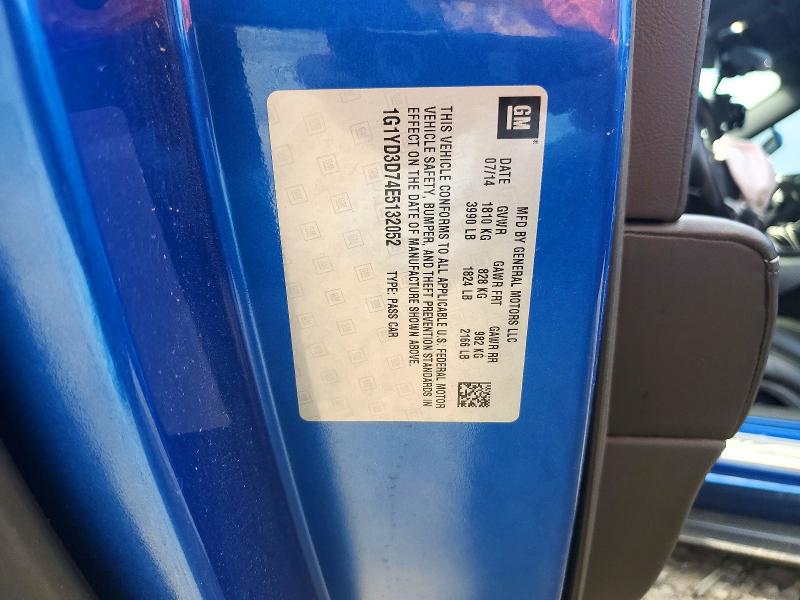 2014 Chevrolet Corvette მანქანა იყიდება აუქციონზე, vin: 1G1YD3D74E5132052, აუქციონის ნომერი: 55027186