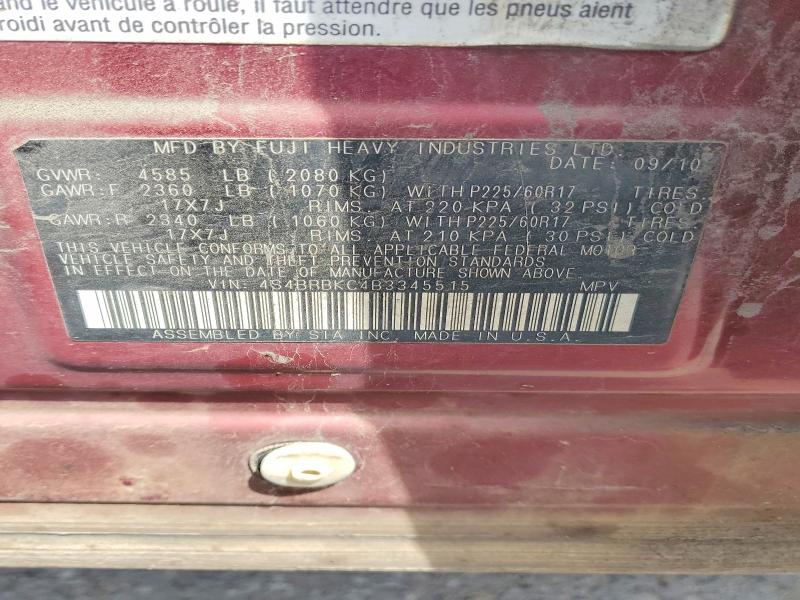 54922806 :رقم المزاد ، 4S4BRBKC4B3345515 vin ، 2011 Subaru Outback مزاد بيع
