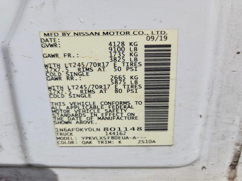 Aukcja sprzedaży 2020 Nissan Nv, vin: 1N6AF0KY0LN801148, numer aukcji: 53974626