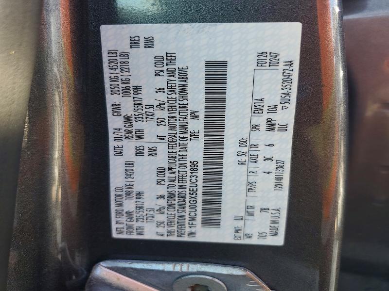 53950376 :رقم المزاد ، 1FMCU0GX5EUC31895 vin ، 2014 Ford Escape مزاد بيع