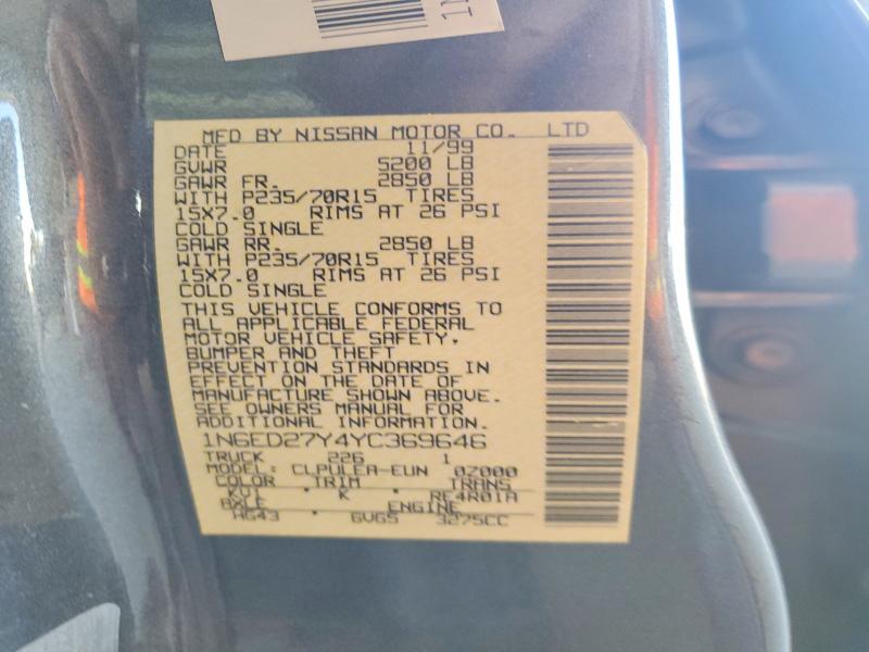 Auction sale of the 2000 Nissan Frontier, vin: 1N6ED27Y4YC369646, lot number: 55531466