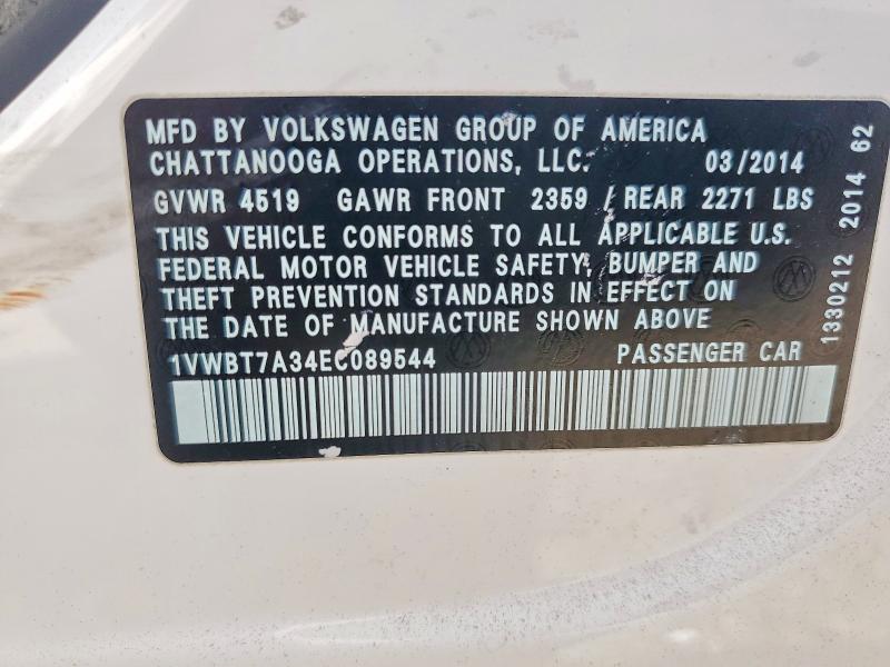 Продаж на аукціоні авто 2014 Volkswagen Passat, vin: 1VWBT7A34EC089544, номер лоту: 53831026