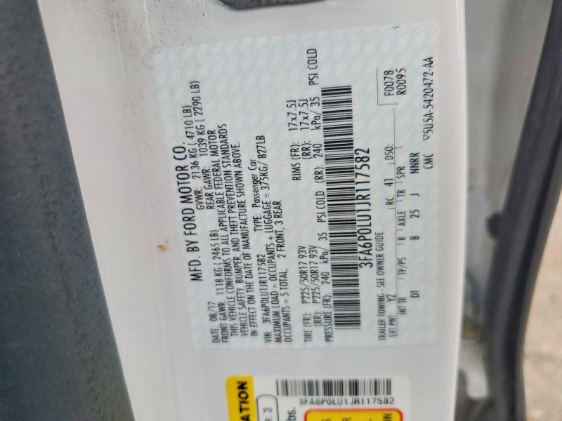 Aukcja sprzedaży 2018 Ford Fusion, vin: 3FA6P0LU1JR117582, numer aukcji: 55022796