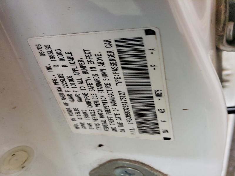 53346856 :رقم المزاد ، 1HGCM56326A175127 vin ، 2006 Honda Accord مزاد بيع