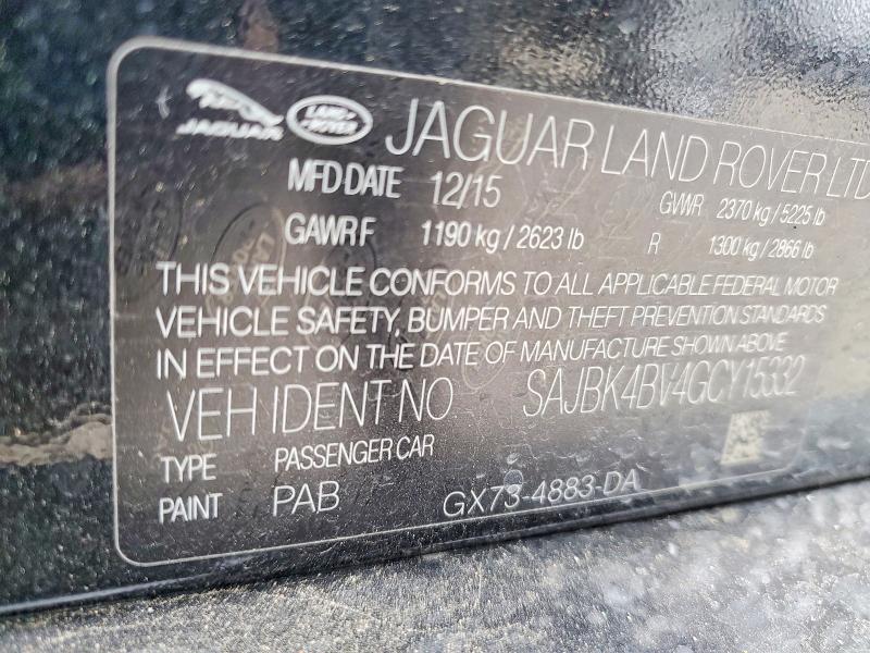 52100596 :رقم المزاد ، SAJBK4BV4GCY15332 vin ، 2016 Jaguar Xf مزاد بيع