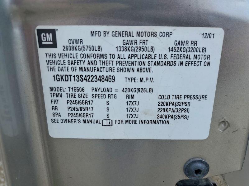 51139736 :رقم المزاد ، 1GKDT13S422348469 vin ، 2002 Gmc Envoy مزاد بيع