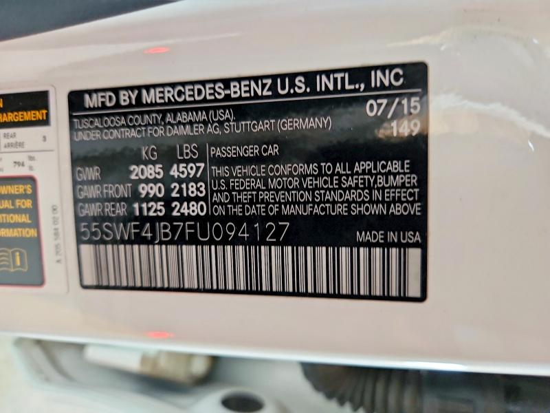 Продажа на аукционе авто 2015 Mercedes-benz C, vin: 55SWF4JB7FU094127, номер лота: 52738736