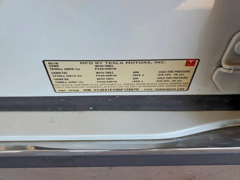 Aukcja sprzedaży 2016 Tesla Model S, vin: 5YJSA1E29GF128870, numer aukcji: 53664716