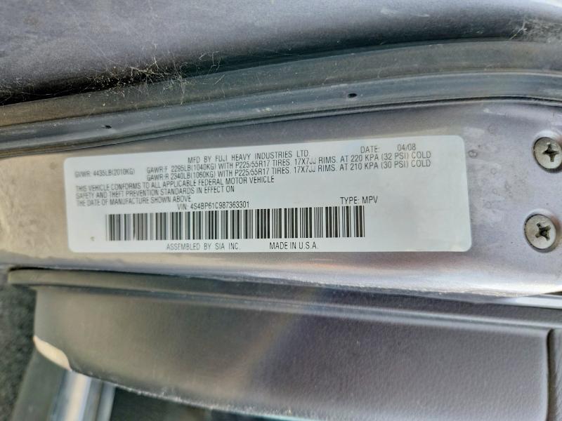 Aukcja sprzedaży 2008 Subaru Outback, vin: 4S4BP61C987363301, numer aukcji: 52684476