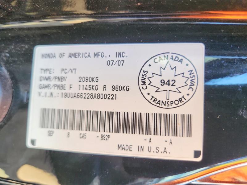 2008 Acura Tl მანქანა იყიდება აუქციონზე, vin: 19UUA66228A800221, აუქციონის ნომერი: 51911976