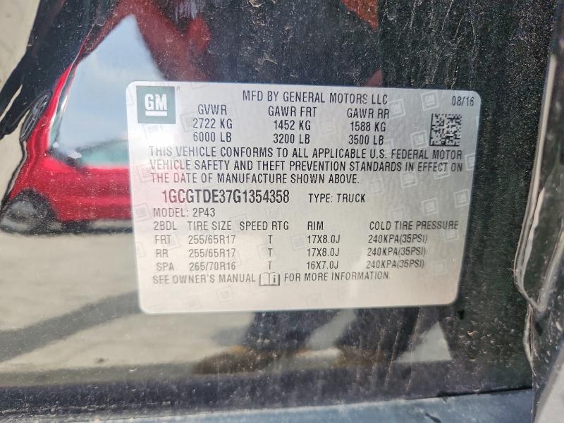 Aukcja sprzedaży 2016 Chevrolet Colorado, vin: 1GCGTDE37G1354358, numer aukcji: 52875366
