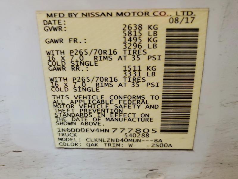 Продажа на аукционе авто 2017 Nissan Frontier, vin: 1N6DD0EV4HN777805, номер лота: 52526966