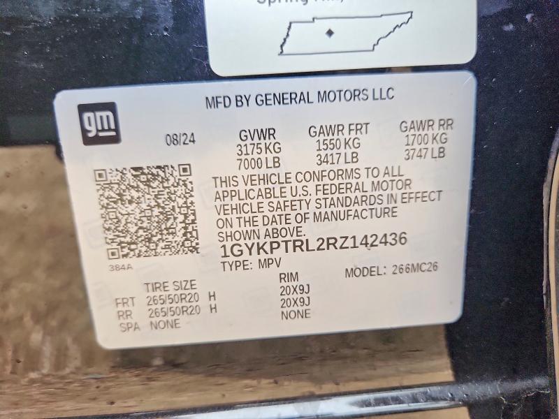 53960956 :رقم المزاد ، 1GYKPTRL2RZ142436 vin ، 2024 Cadillac Lyriq مزاد بيع