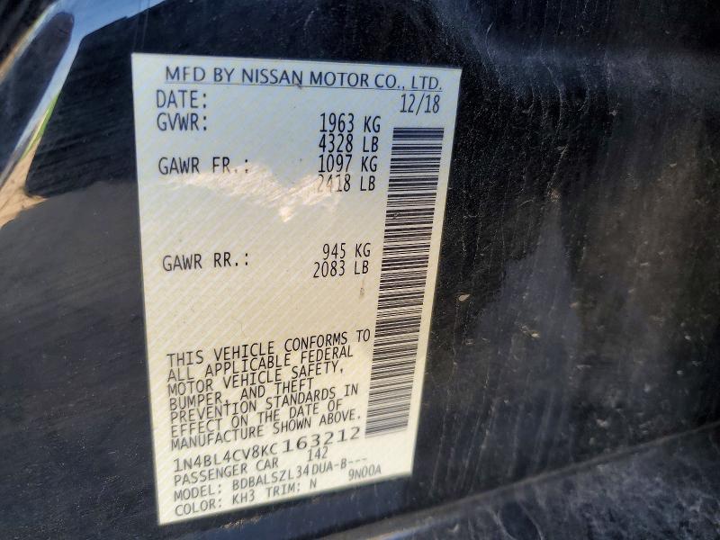 53181656 :رقم المزاد ، 1N4BL4CV8KC163212 vin ، 2019 Nissan Altima مزاد بيع