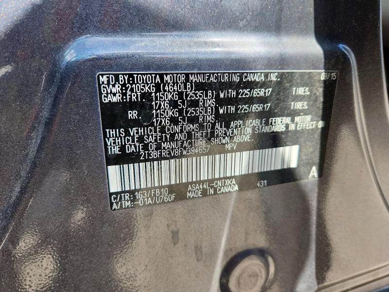Aukcja sprzedaży 2015 Toyota Rav4, vin: 2T3BFREV8FW394657, numer aukcji: 54119736