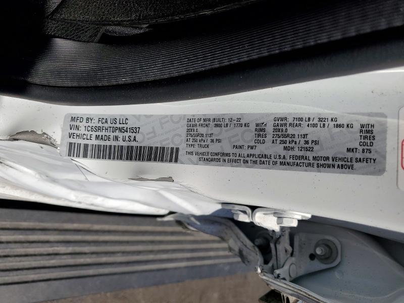 2023 Ram 1500 მანქანა იყიდება აუქციონზე, vin: 1C6SRFHT0PN541537, აუქციონის ნომერი: 52428166