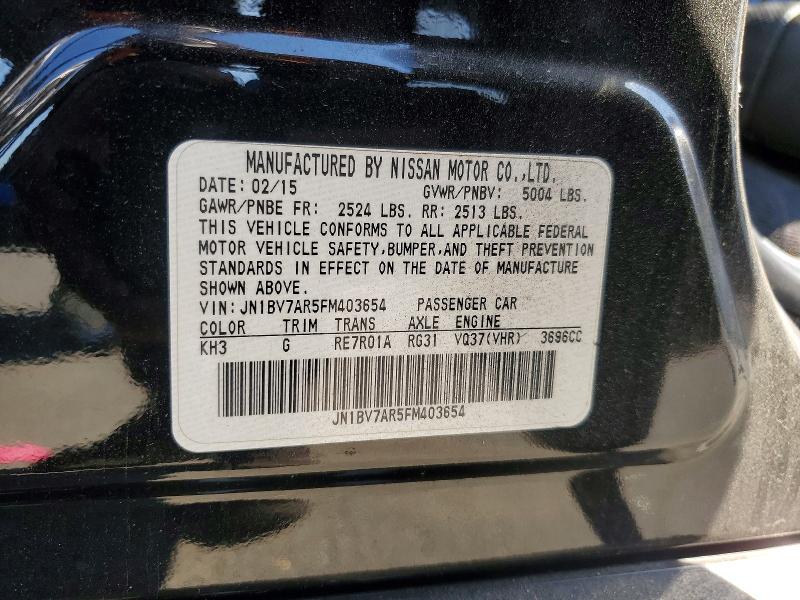 Продаж на аукціоні авто 2015 Infiniti Q50, vin: JN1BV7AR5FM403654, номер лоту: 53401046