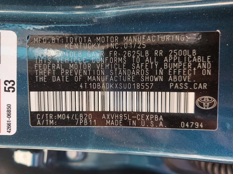 Продажа на аукционе авто 2025 Toyota Camry, vin: 4T1DBADKXSU018557, номер лота: 52400506