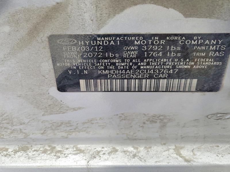 Aukcja sprzedaży 2012 Hyundai Elantra, vin: KMHDH4AE2CU437647, numer aukcji: 53973436
