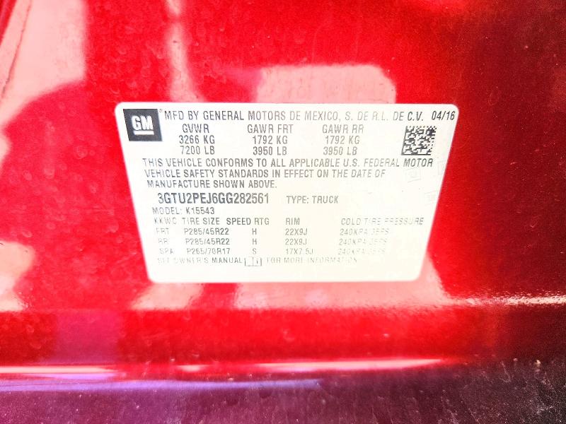 Продажа на аукционе авто 2016 Gmc Sierra, vin: 3GTU2PEJ6GG282561, номер лота: 53799506