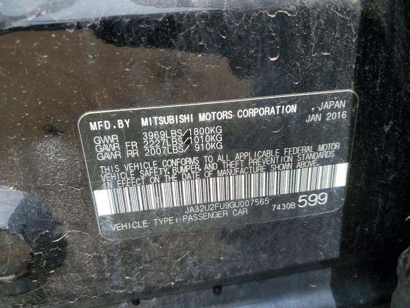 Продаж на аукціоні авто 2016 Mitsubishi Lancer, vin: JA32U2FU9GU007565, номер лоту: 54522346