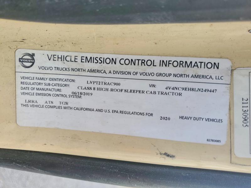 2020 Volvo Vn მანქანა იყიდება აუქციონზე, vin: 4V4NC9EH8LN249447, აუქციონის ნომერი: 52474806