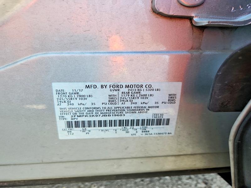 Продаж на аукціоні авто 2018 Ford Edge, vin: 2FMPK3K97JBB19603, номер лоту: 52757556