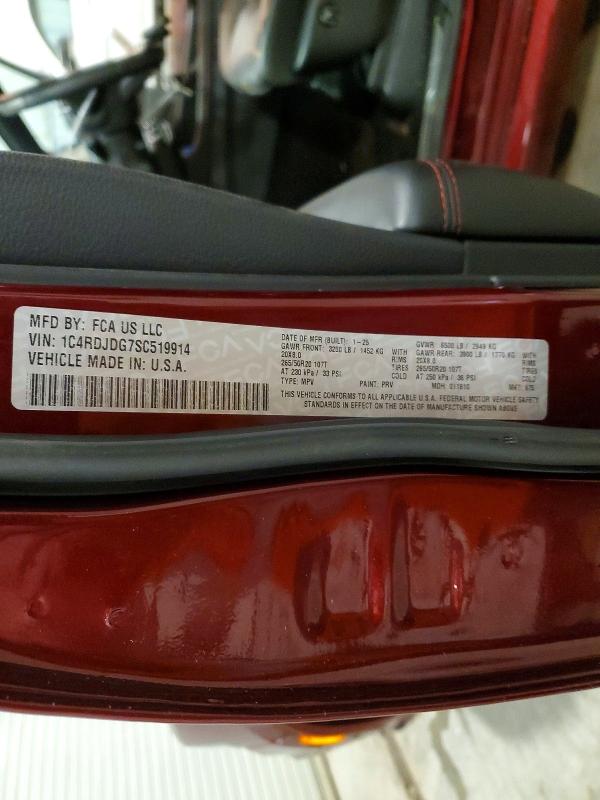 53879206 :رقم المزاد ، 1C4RDJDG7SC519914 vin ، 2025 Dodge Durango مزاد بيع