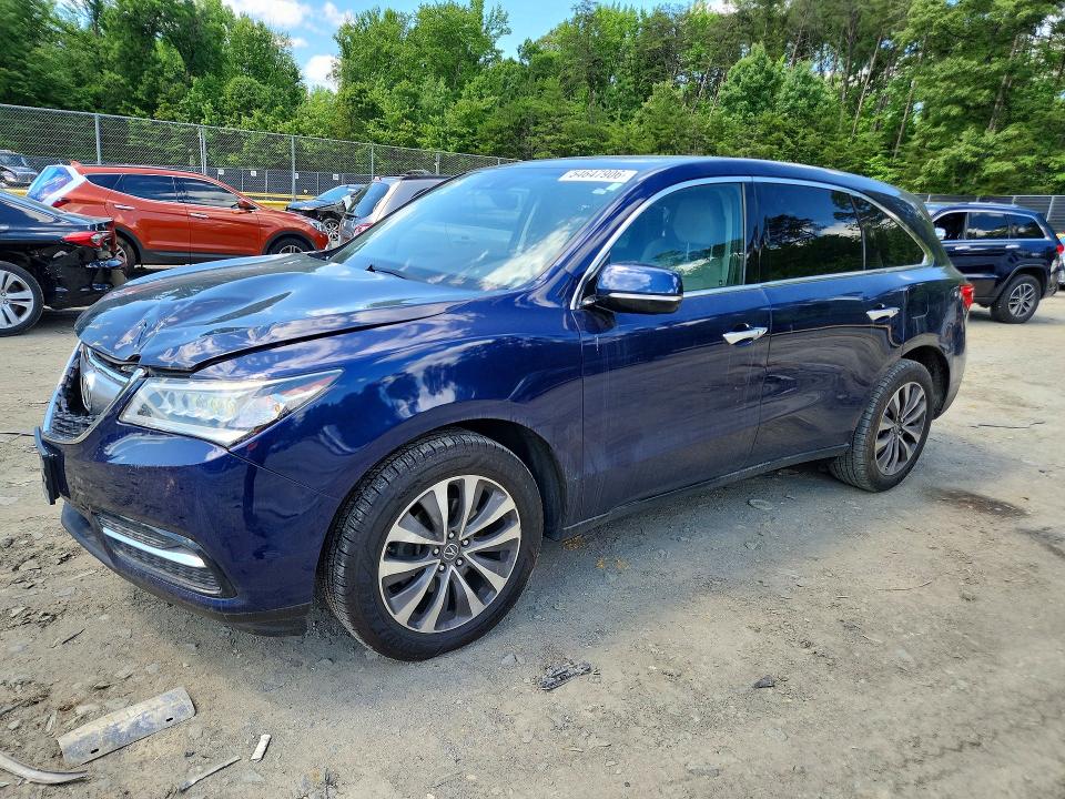 2016 Acura Mdx მანქანა იყიდება აუქციონზე, vin: 5FRYD4H45GB051395, აუქციონის ნომერი: 54647906