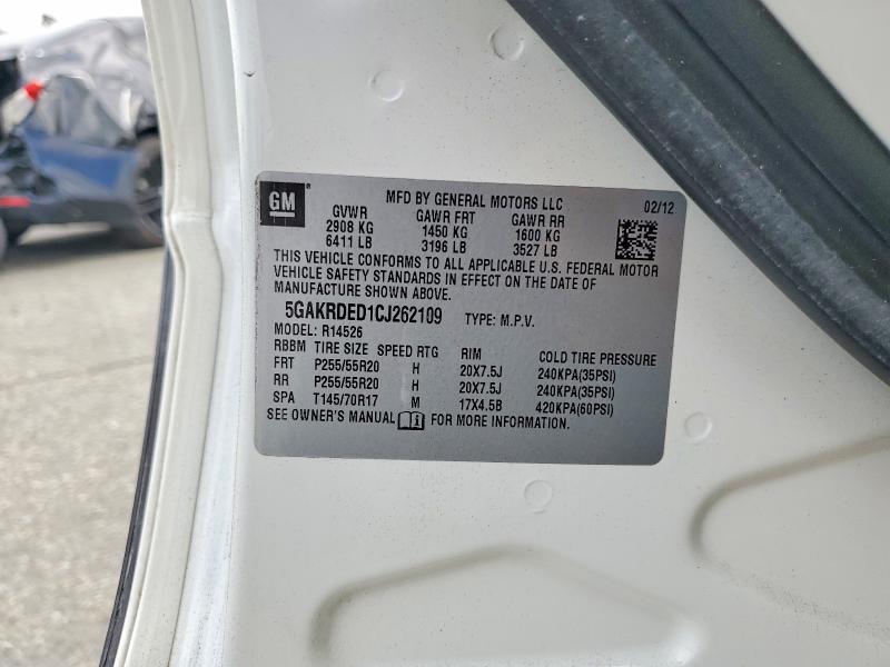 Продажа на аукционе авто 2012 Buick Enclave, vin: 5GAKRDED1CJ262109, номер лота: 53647176