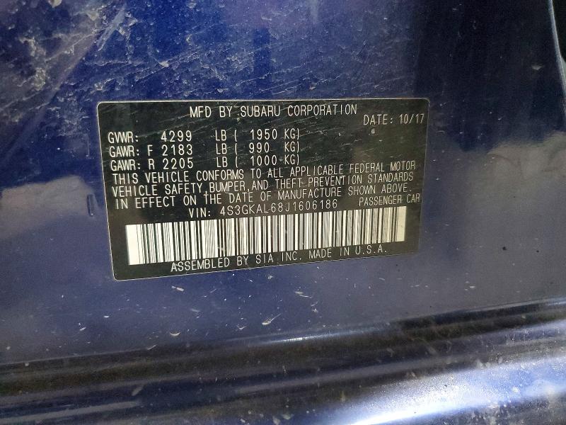 Aukcja sprzedaży 2018 Subaru Impreza, vin: 4S3GKAL68J1606186, numer aukcji: 53050296