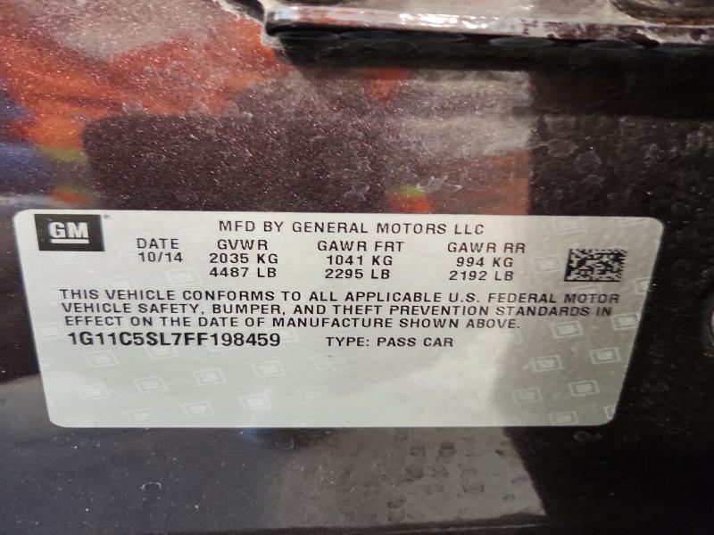 2015 Chevrolet Malibu მანქანა იყიდება აუქციონზე, vin: 1G11C5SL7FF198459, აუქციონის ნომერი: 52558496