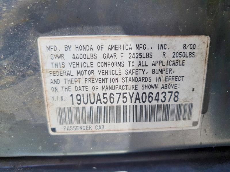 Aukcja sprzedaży 2000 Acura 3.2tl, vin: 19UUA5675YA064378, numer aukcji: 54949576