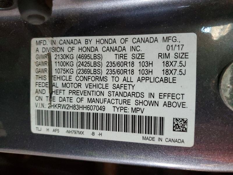 55078016 :رقم المزاد ، 2HKRW2H83HH607049 vin ، 2017 Honda Cr-v مزاد بيع