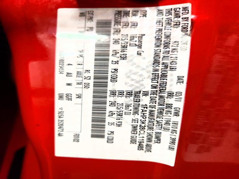 Продаж на аукціоні авто 2012 Ford Focus, vin: 1FAHP3K28CL119485, номер лоту: 54322376
