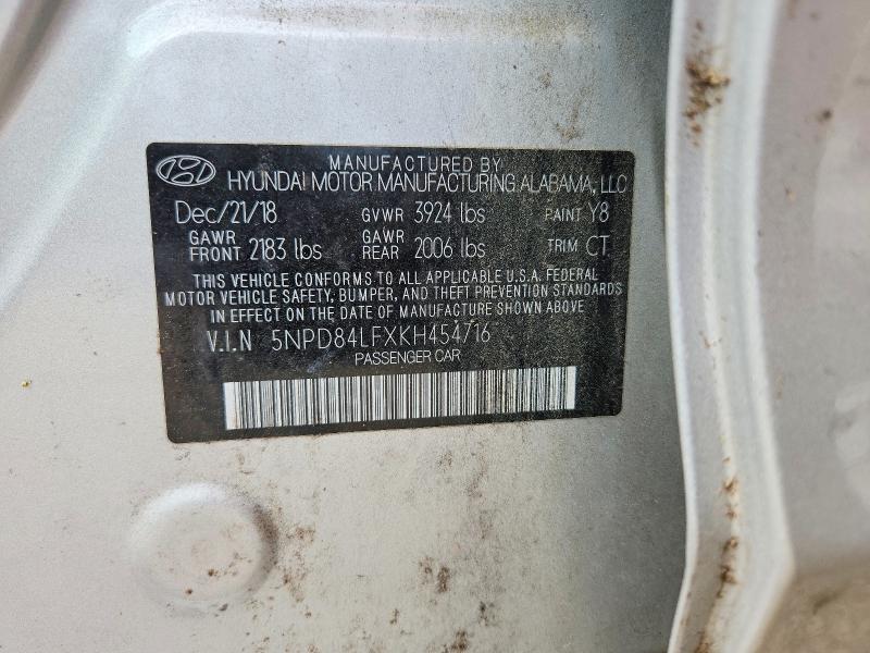 Aukcja sprzedaży 2019 Hyundai Elantra, vin: 5NPD84LFXKH454716, numer aukcji: 55505426
