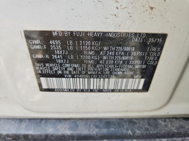 Auction sale of the 2015 Subaru Outback, vin: 4S4BSBLC8F3342139, lot number: 52877086