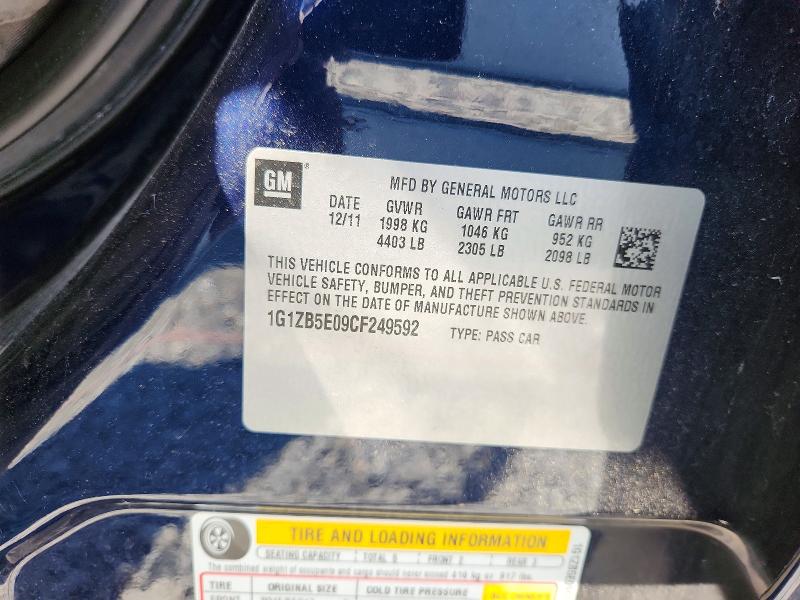 Продаж на аукціоні авто 2012 Chevrolet Malibu, vin: 1G1ZB5E09CF249592, номер лоту: 53949706