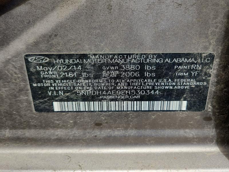 Продаж на аукціоні авто 2014 Hyundai Elantra, vin: 5NPDH4AE9EH530344, номер лоту: 52950636
