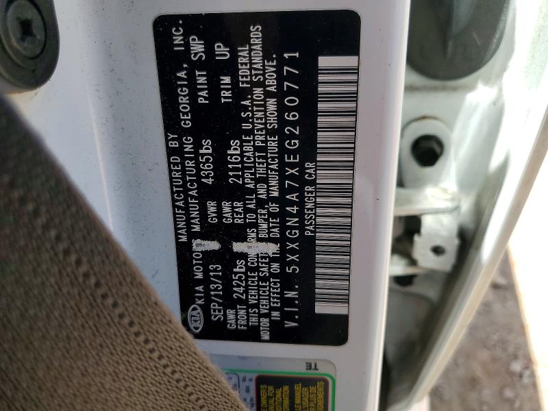 53448886 :رقم المزاد ، 5XXGN4A7XEG260771 vin ، 2014 Kia Optima مزاد بيع