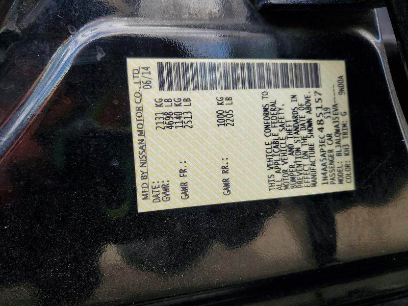54801246 :رقم المزاد ، 1N4AA5AP3EC485157 vin ، 2014 Nissan Maxima مزاد بيع